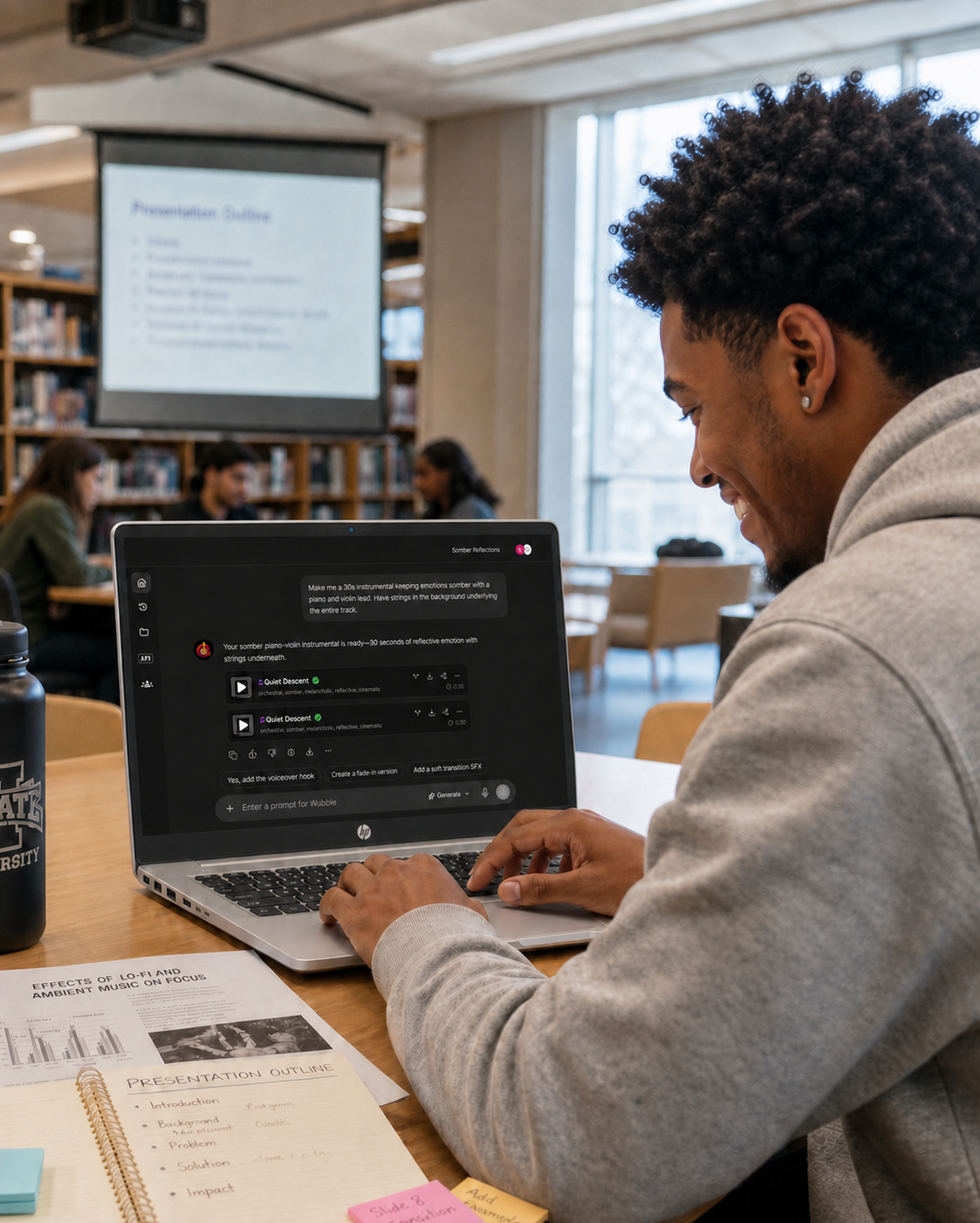 Student using Wubble on an HP laptop
