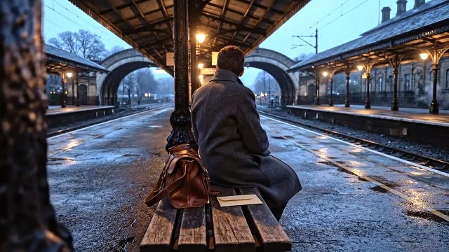 Establish the wait: passenger shot from the station film