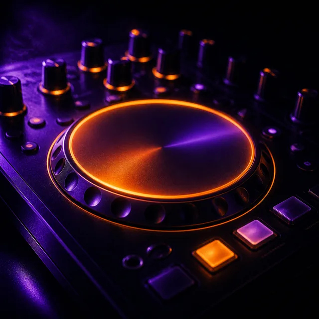 Electronic music controller with a glowing circular pad