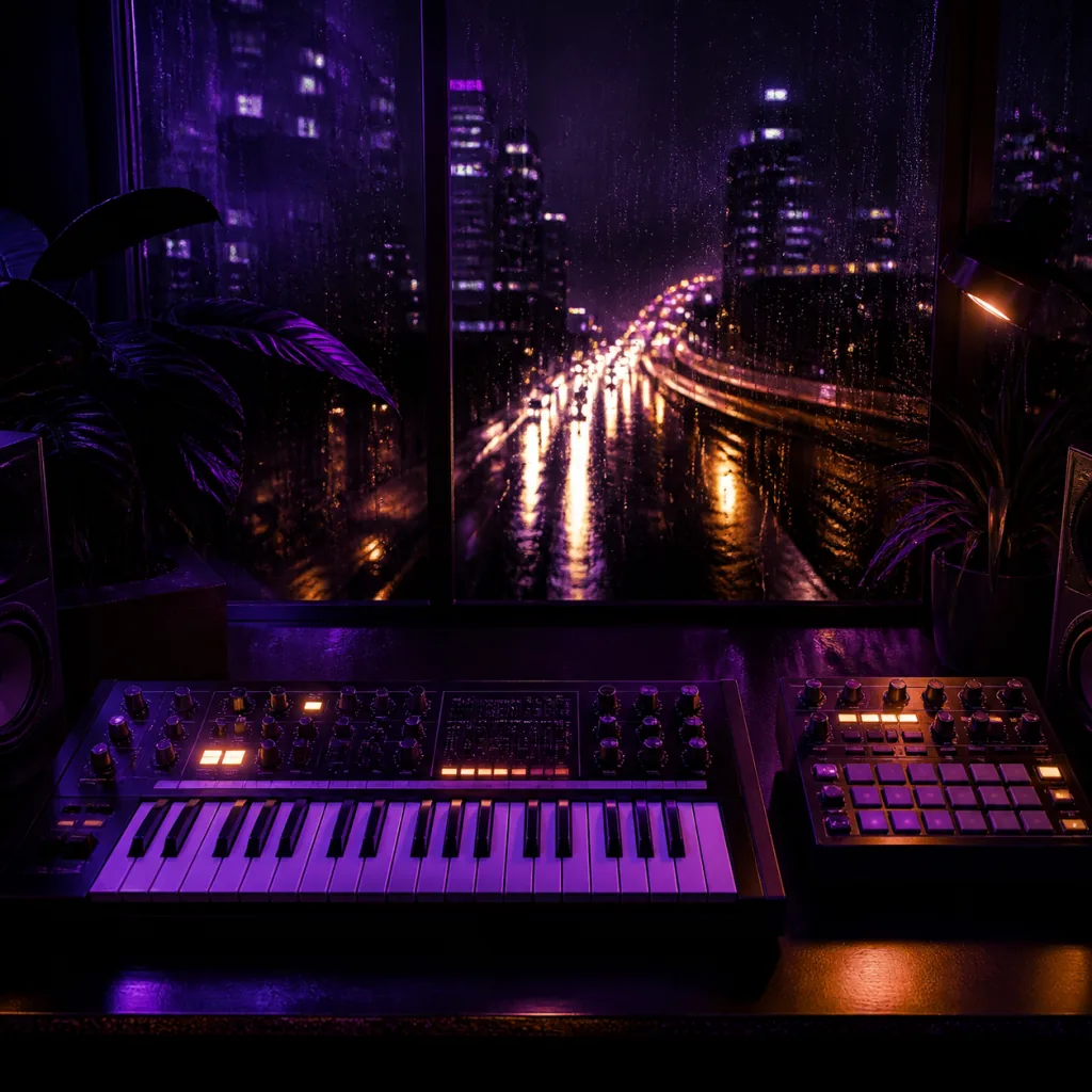 Neon night-drive artwork for First generation