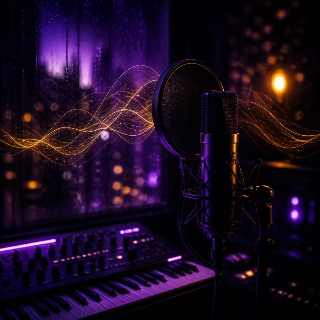 Neon vocal studio artwork for Lyrics become melody